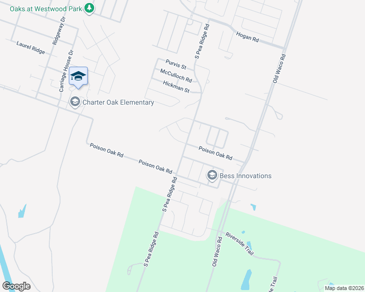 map of restaurants, bars, coffee shops, grocery stores, and more near 2328 South Pea Ridge Road in Temple