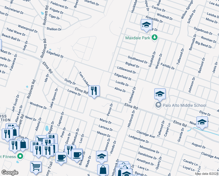 map of restaurants, bars, coffee shops, grocery stores, and more near 2806 Alma Drive in Killeen