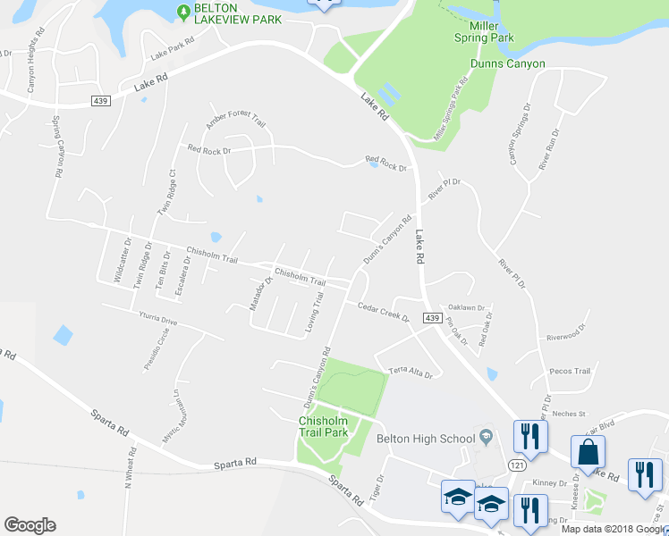 map of restaurants, bars, coffee shops, grocery stores, and more near 3202 Loving Cove in Belton