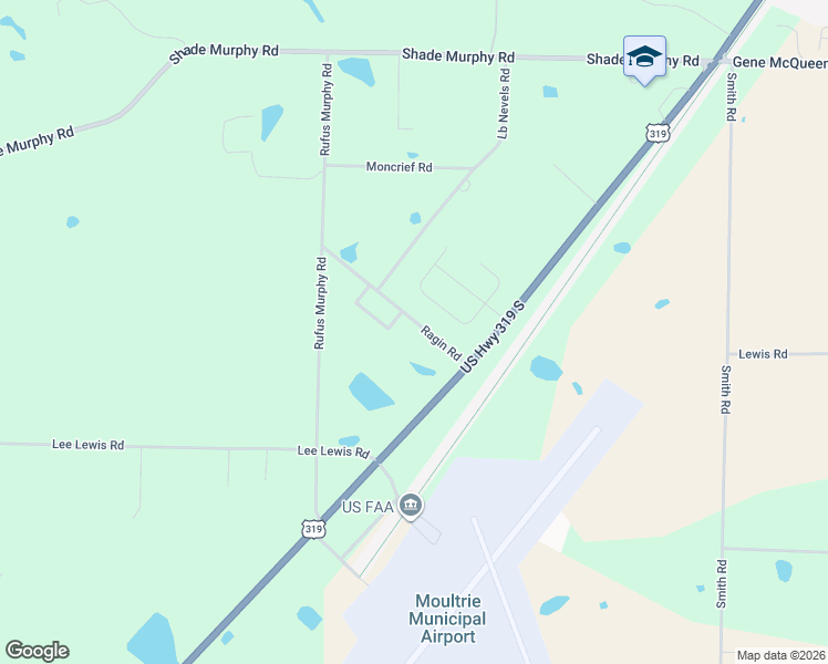 map of restaurants, bars, coffee shops, grocery stores, and more near 175 Ragin Road in Moultrie