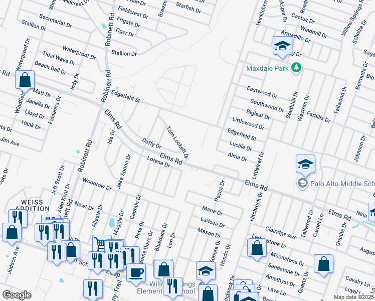 map of restaurants, bars, coffee shops, grocery stores, and more near 3009 Tom Lockett Drive in Killeen