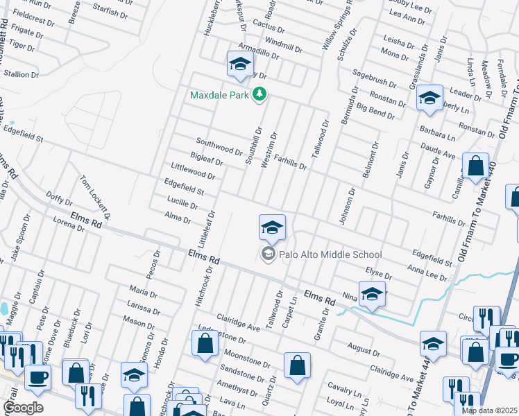 map of restaurants, bars, coffee shops, grocery stores, and more near 2304 Edgefield Street in Killeen