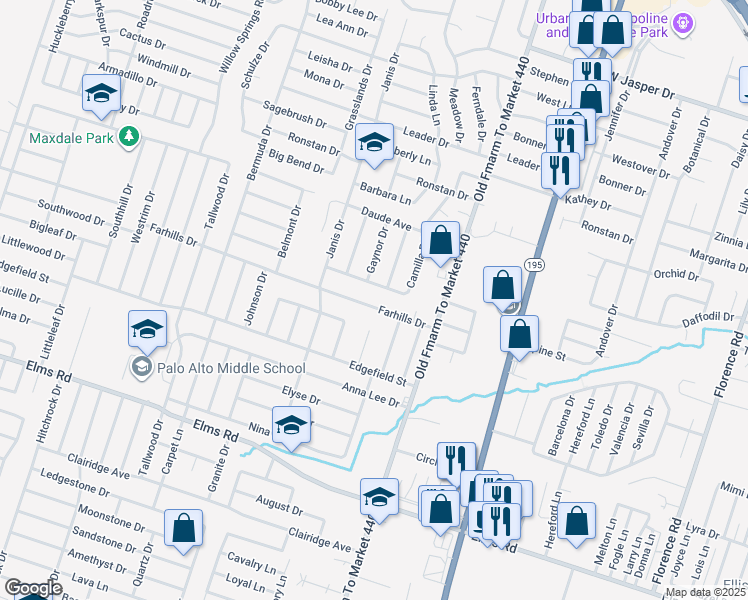 map of restaurants, bars, coffee shops, grocery stores, and more near 1504 Buckley Drive in Killeen