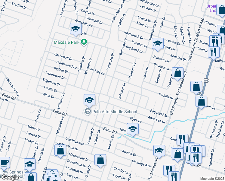 map of restaurants, bars, coffee shops, grocery stores, and more near 3315 Augustine Drive in Killeen