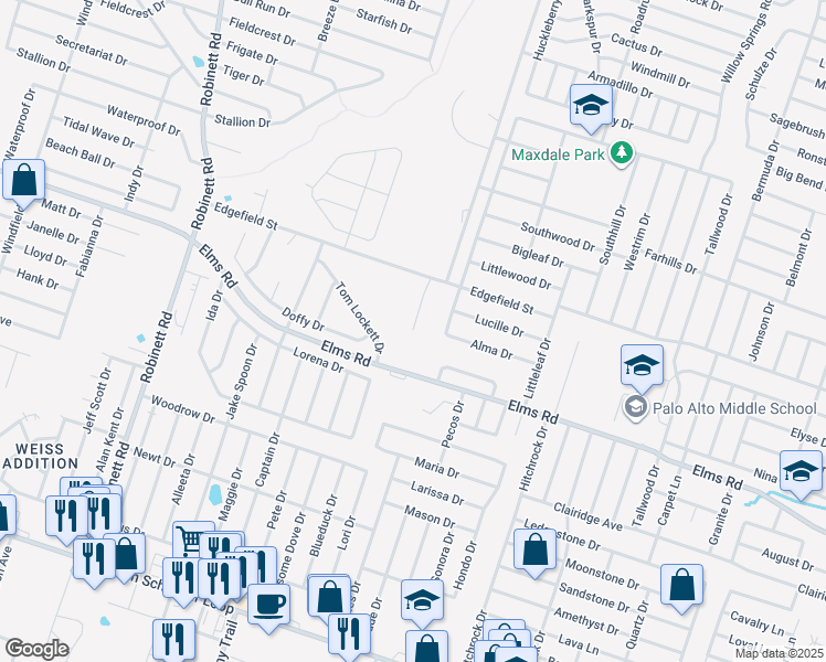 map of restaurants, bars, coffee shops, grocery stores, and more near 3607 Barnacle Drive in Killeen