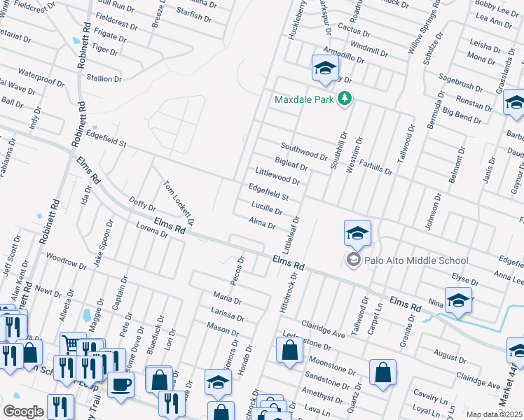 map of restaurants, bars, coffee shops, grocery stores, and more near 2706 Lucille Drive in Killeen