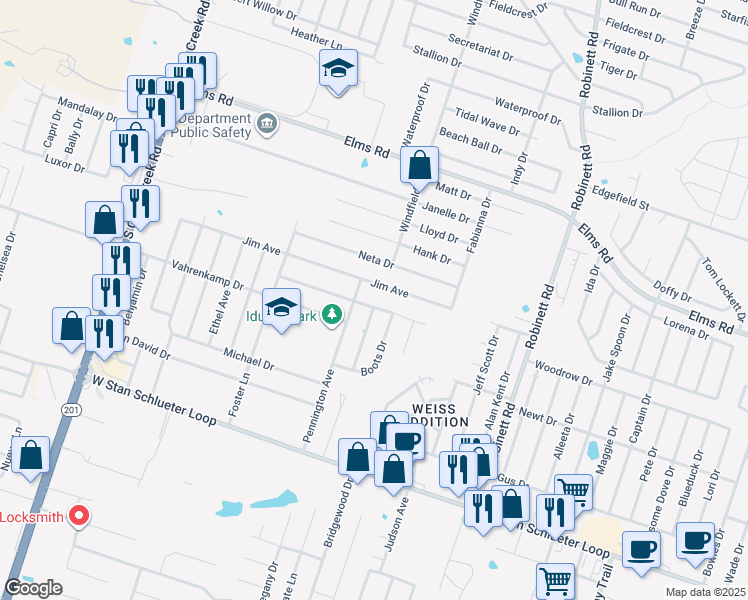 map of restaurants, bars, coffee shops, grocery stores, and more near 4405 Mildred Avenue in Killeen