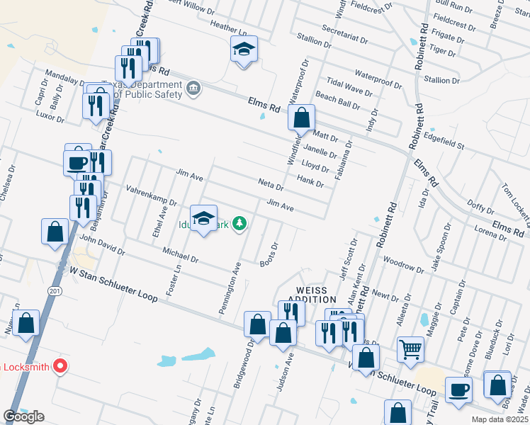 map of restaurants, bars, coffee shops, grocery stores, and more near 4405 Mildred Avenue in Killeen
