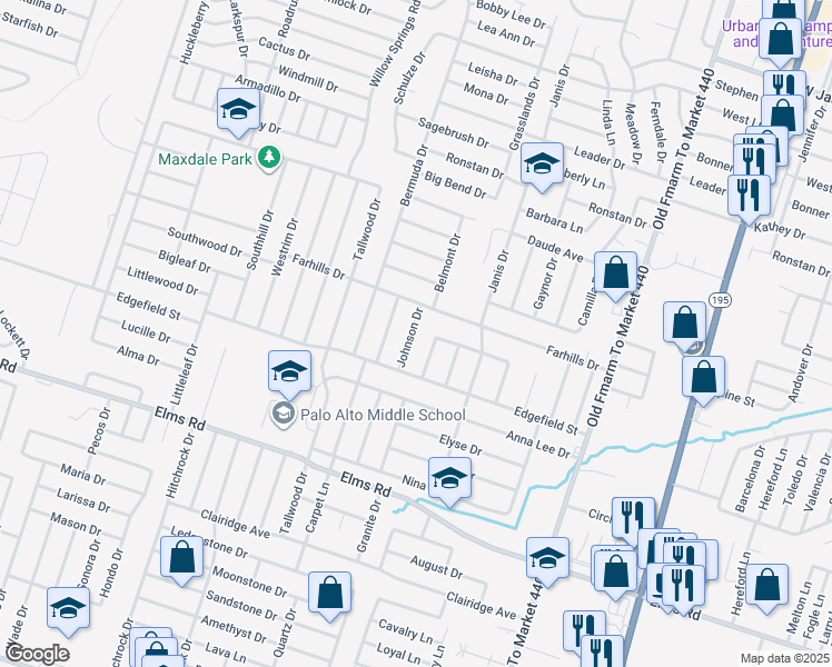 map of restaurants, bars, coffee shops, grocery stores, and more near 3310 Johnson Drive in Killeen