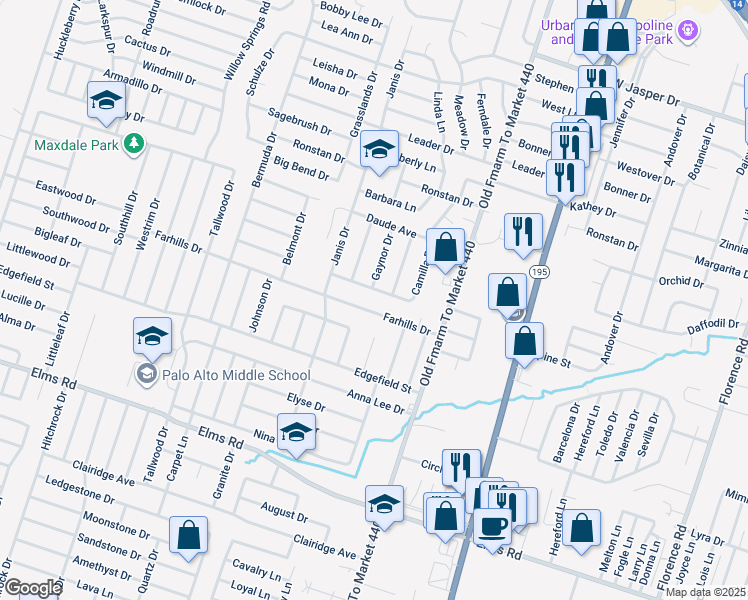 map of restaurants, bars, coffee shops, grocery stores, and more near 1504 Buckley Drive in Killeen