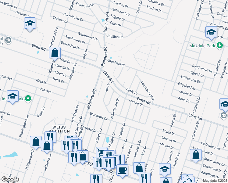 map of restaurants, bars, coffee shops, grocery stores, and more near 3710 Clementine Drive in Killeen