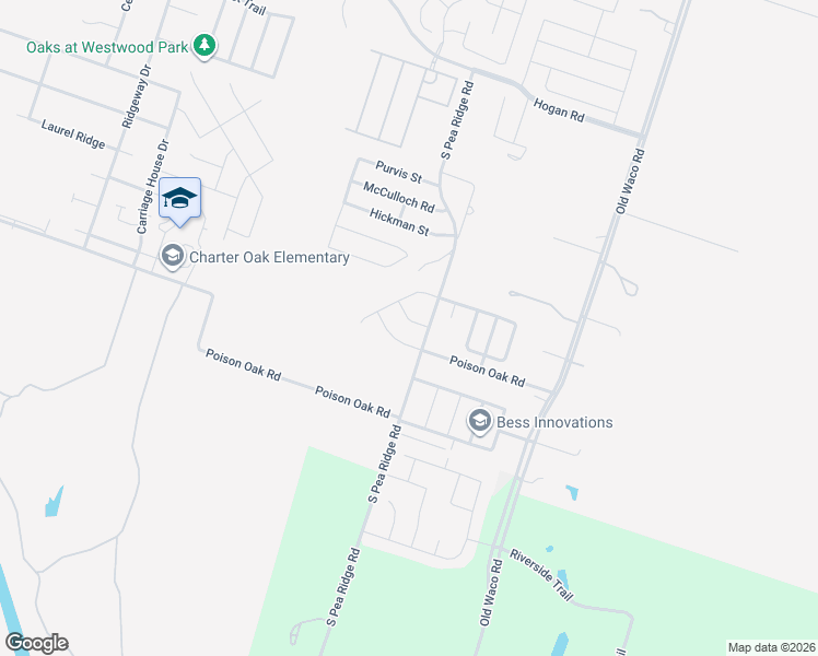 map of restaurants, bars, coffee shops, grocery stores, and more near 2328 South Pea Ridge Road in Temple