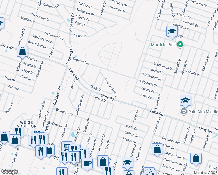 map of restaurants, bars, coffee shops, grocery stores, and more near 3106 Tom Lockett Drive in Killeen