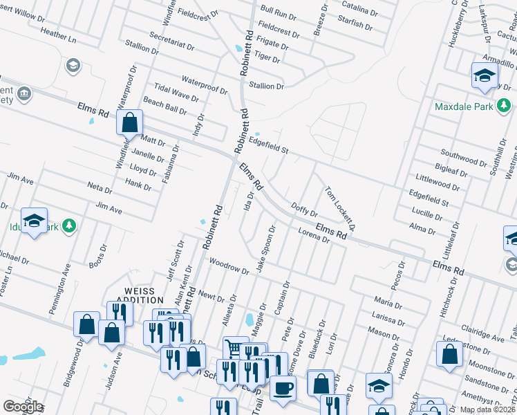 map of restaurants, bars, coffee shops, grocery stores, and more near 3710 Clementine Drive in Killeen