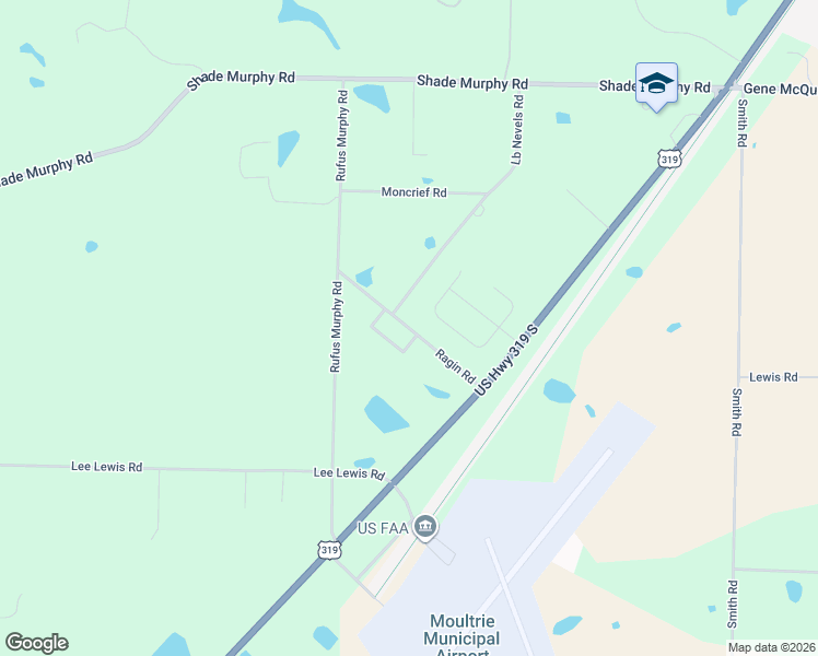 map of restaurants, bars, coffee shops, grocery stores, and more near 175 Ragin Road in Moultrie