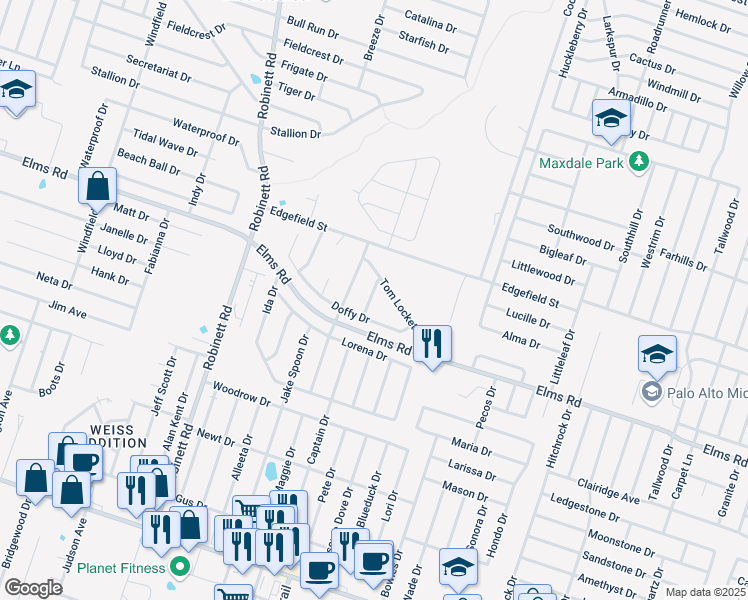 map of restaurants, bars, coffee shops, grocery stores, and more near 3604 Selena Drive in Killeen