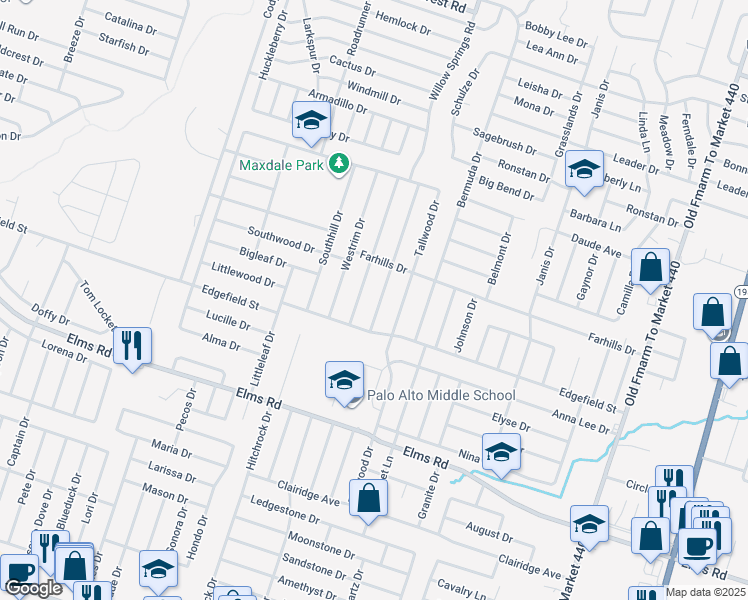 map of restaurants, bars, coffee shops, grocery stores, and more near 3308 Paintrock Drive in Killeen