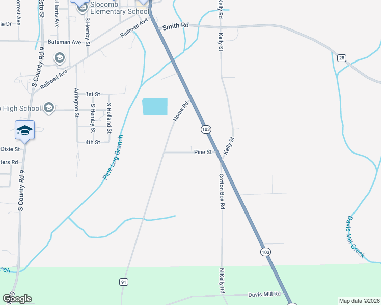 map of restaurants, bars, coffee shops, grocery stores, and more near 221 Pine Street in Slocomb