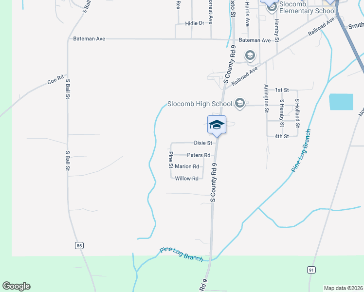 map of restaurants, bars, coffee shops, grocery stores, and more near 751 Dixie Street in Slocomb