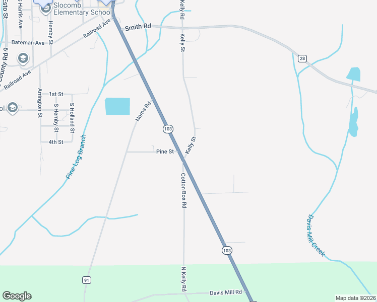 map of restaurants, bars, coffee shops, grocery stores, and more near 721 Kelly St in Slocomb