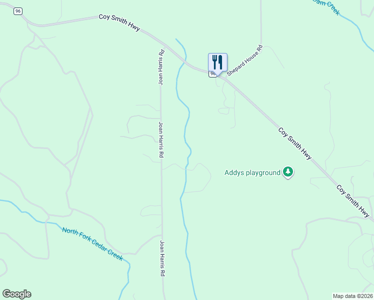 map of restaurants, bars, coffee shops, grocery stores, and more near 19390 Joan Harris Road in Mount Vernon