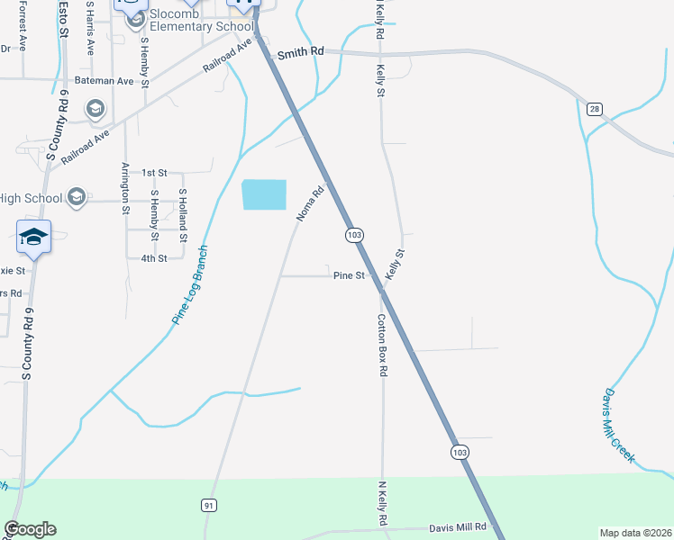 map of restaurants, bars, coffee shops, grocery stores, and more near 221 Pine Street in Slocomb
