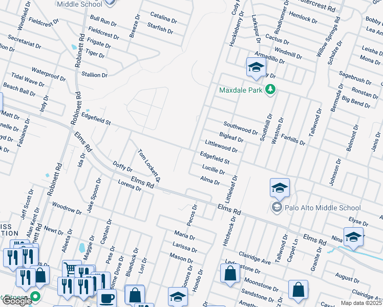 map of restaurants, bars, coffee shops, grocery stores, and more near 2809 Edgefield Street in Killeen