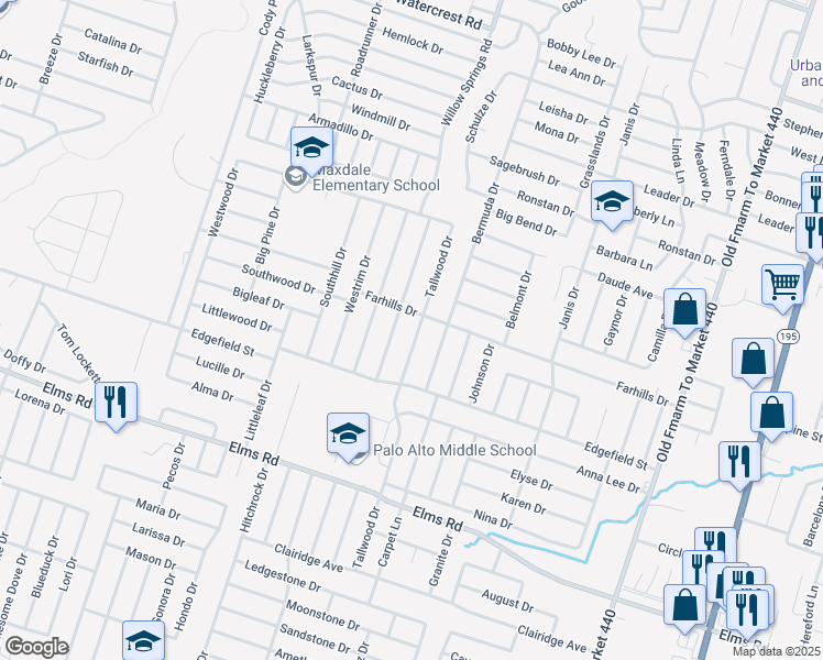 map of restaurants, bars, coffee shops, grocery stores, and more near 3305 Tallwood Drive in Killeen