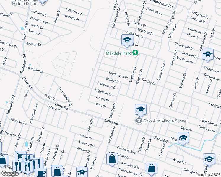 map of restaurants, bars, coffee shops, grocery stores, and more near 2607 Littlewood Drive in Killeen