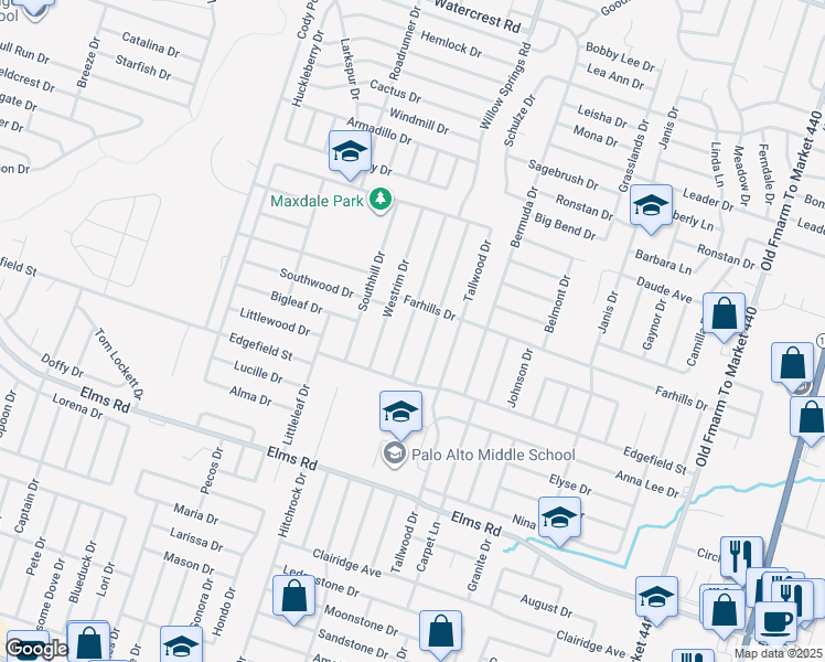 map of restaurants, bars, coffee shops, grocery stores, and more near 3308 Paintrock Dr in Killeen