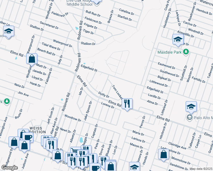 map of restaurants, bars, coffee shops, grocery stores, and more near 3600 John Haedge Drive in Killeen