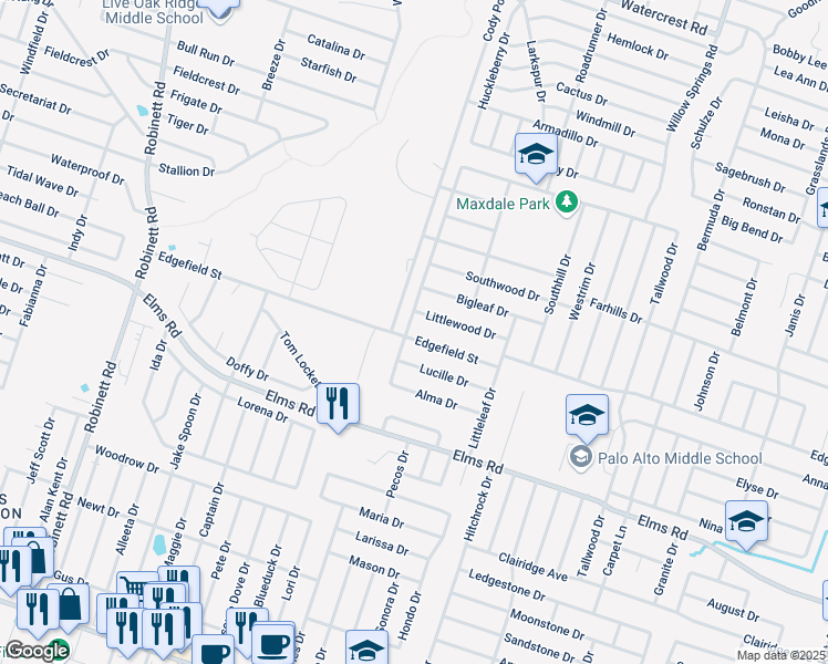 map of restaurants, bars, coffee shops, grocery stores, and more near 2809 Edgefield Street in Killeen