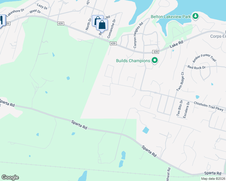map of restaurants, bars, coffee shops, grocery stores, and more near 3216 Waggoner Drive in Belton
