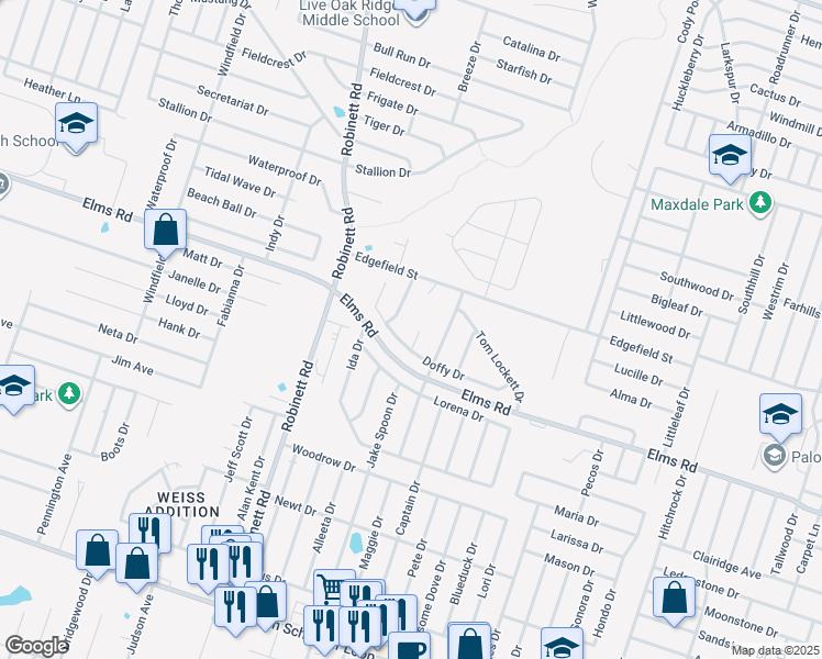 map of restaurants, bars, coffee shops, grocery stores, and more near 3607 Del Mar Court in Killeen