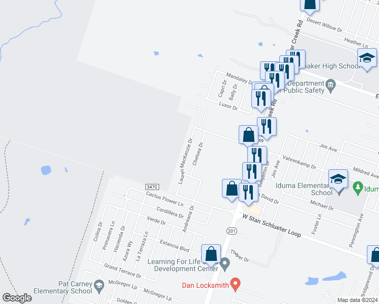 map of restaurants, bars, coffee shops, grocery stores, and more near 4600 Lauren Mackenzie Drive in Killeen