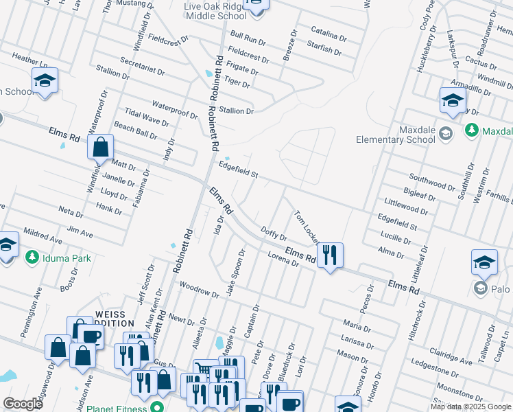 map of restaurants, bars, coffee shops, grocery stores, and more near 3605 Del Mar Court in Killeen