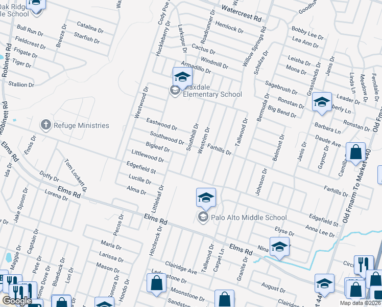 map of restaurants, bars, coffee shops, grocery stores, and more near 3307 Westrim Drive in Killeen