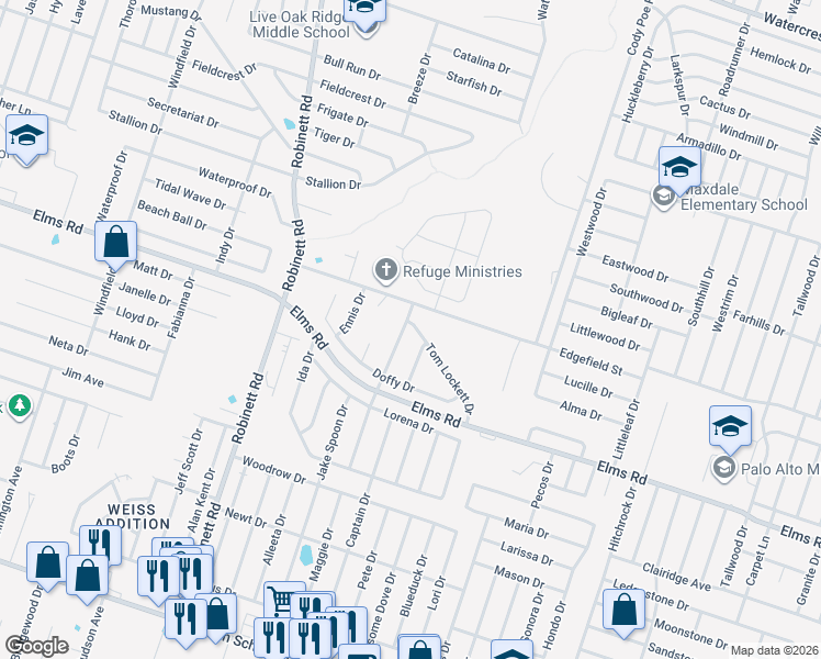 map of restaurants, bars, coffee shops, grocery stores, and more near 3600 John Haedge Drive in Killeen