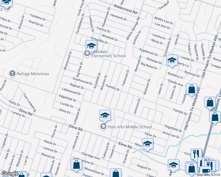 map of restaurants, bars, coffee shops, grocery stores, and more near 3308 Paintrock Drive in Killeen