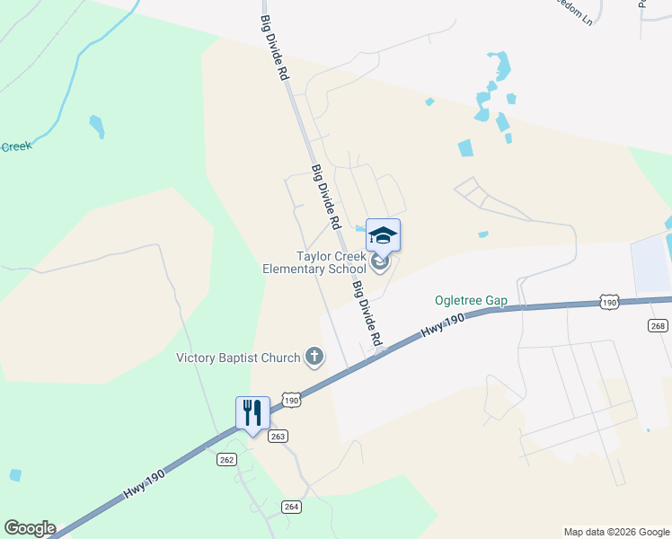 map of restaurants, bars, coffee shops, grocery stores, and more near Big Divide Road in Copperas Cove