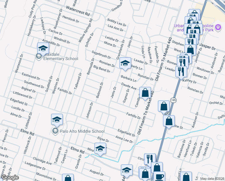 map of restaurants, bars, coffee shops, grocery stores, and more near 1805 Janis Drive in Killeen