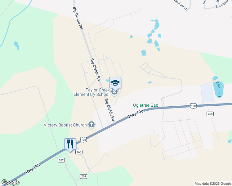 map of restaurants, bars, coffee shops, grocery stores, and more near 2096 Big Divide Road in Copperas Cove