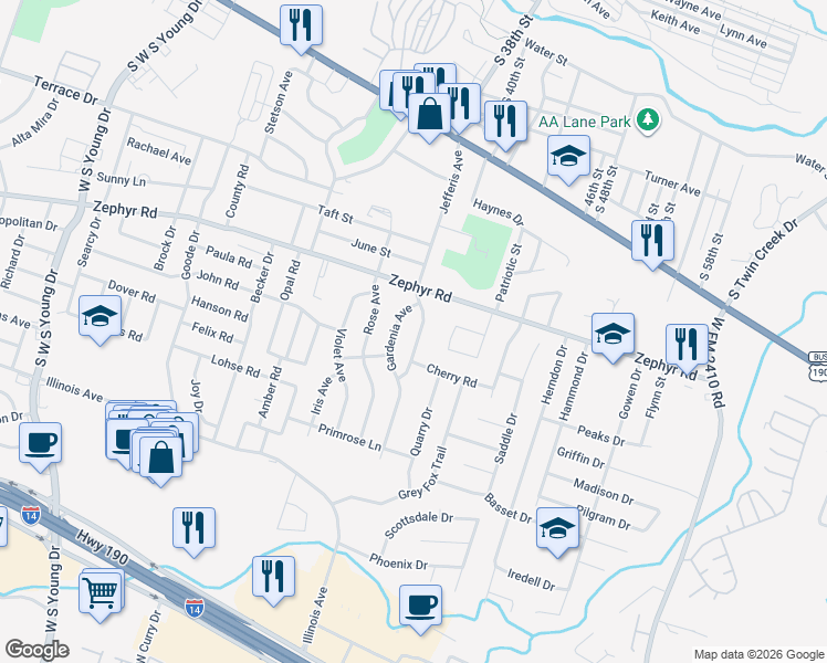 map of restaurants, bars, coffee shops, grocery stores, and more near 1309 Gardenia Avenue in Killeen