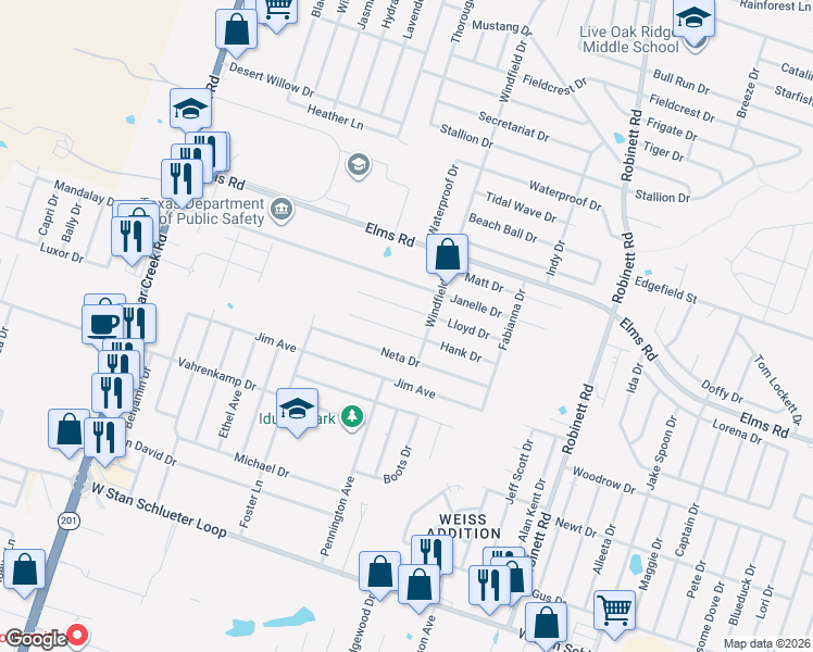 map of restaurants, bars, coffee shops, grocery stores, and more near 4514 Lloyd Drive in Killeen