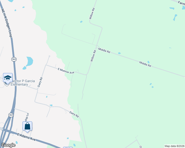 map of restaurants, bars, coffee shops, grocery stores, and more near 1310 Willow Road in Temple