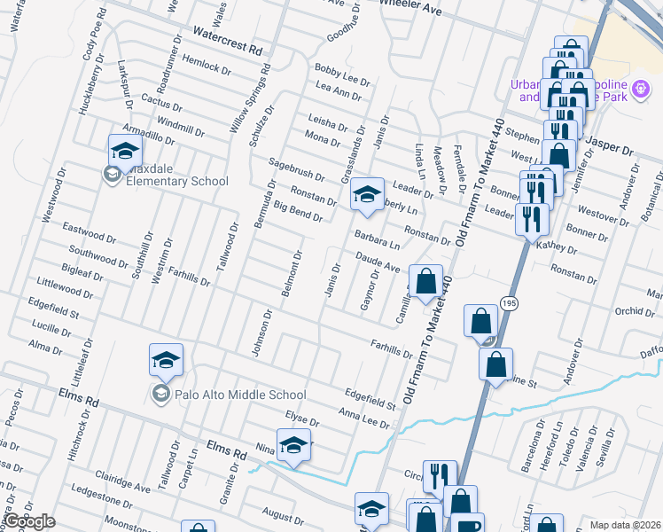 map of restaurants, bars, coffee shops, grocery stores, and more near 1805 Janis Drive in Killeen