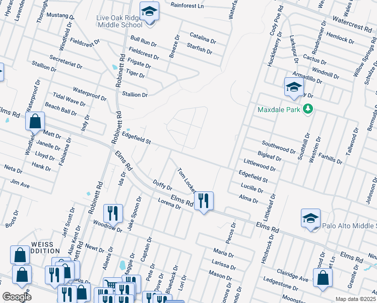 map of restaurants, bars, coffee shops, grocery stores, and more near 4304 Maid Marian Circle in Killeen