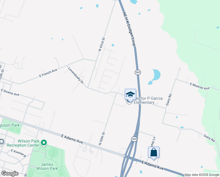 map of restaurants, bars, coffee shops, grocery stores, and more near 2500 Lavendusky Drive in Temple