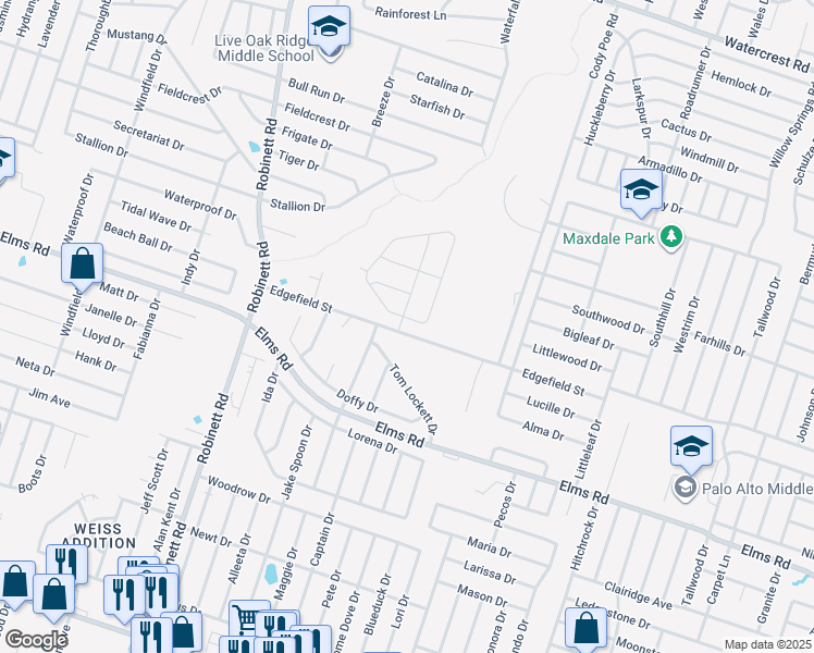 map of restaurants, bars, coffee shops, grocery stores, and more near 4306 Maid Marian Circle in Killeen