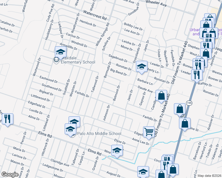 map of restaurants, bars, coffee shops, grocery stores, and more near 1703 Kingman Road in Killeen